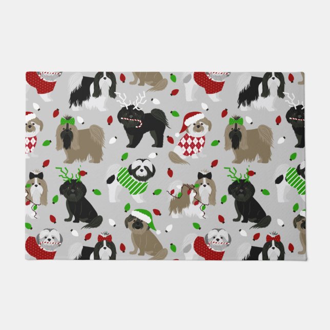 Kerstsjiih Tzu Dogs Doormat Deurmat (Voorkant)