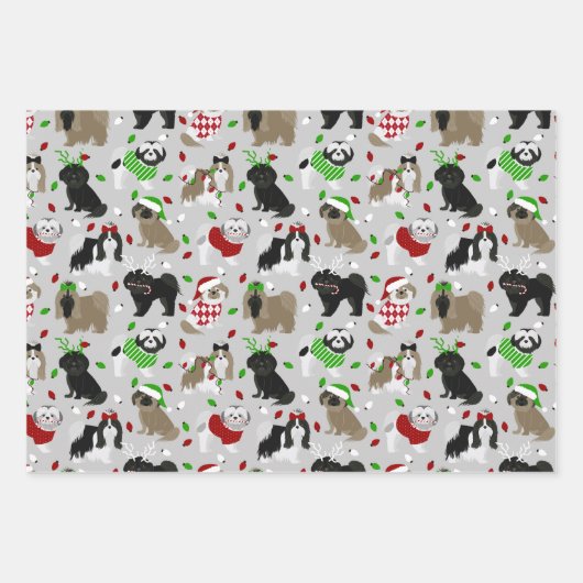 Kerstsjiih Tzu Dogs Inpakpapier Vel (Voorkant 3)