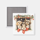 Kerstsjiih Tzu Dogs Magneet (Voorkant / Achterkant)