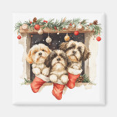 Kerstsjiih Tzu Dogs Magneet (Voorkant)