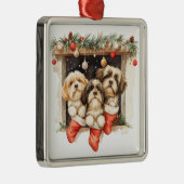 Kerstsjiih Tzu Dogs Metalen Ornament (Rechts)