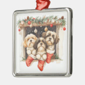 Kerstsjiih Tzu Dogs Metalen Ornament (Links)