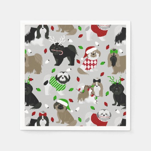 Kerstsjiih Tzu Dogs Napkins Servet (Voorkant)