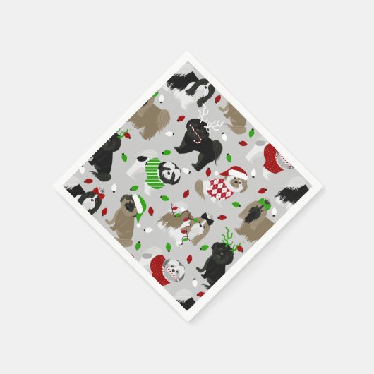 Kerstsjiih Tzu Dogs Napkins Servet (Hoek)