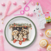Kerstsjiih Tzu Dogs Papieren Bordje (Feest)
