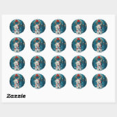 Kerstsjiih Tzu Dogs Ronde Sticker (Vel)