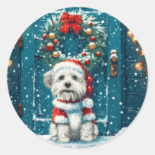 Kerstsjiih Tzu Dogs Ronde Sticker