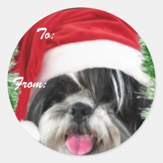 Kerstsjiih Tzu Gift Label Sticker (Voorkant)