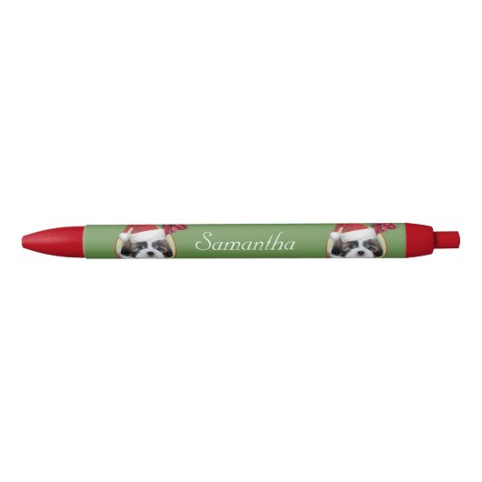 Kerstsjiih Tzu-hond Roodgepersonaliseerde pen (Voorkant)