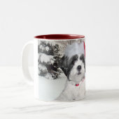 Kerstsjiih Tzu Tweekleurige Koffiemok (Voorkant links)
