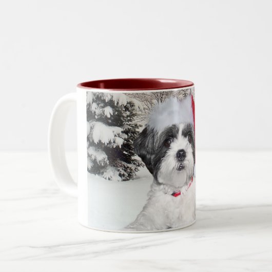 Kerstsjiih Tzu Tweekleurige Koffiemok (Voorkant links)