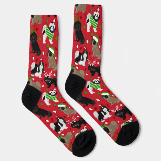 Kerstsjiitische Tzu Dogs Socks Sokken (Rechts)