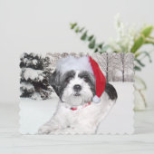 Kerstsjiitische Tzu in sneeuw Feestdagenkaart (Staand voorkant)
