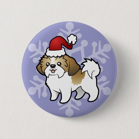 Kerstsjiitische Tzu (puppy cut) Ronde Button 5,7 Cm (Voorkant)
