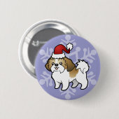 Kerstsjiitische Tzu (puppy cut) Ronde Button 5,7 Cm (Voorkant /achterkant)