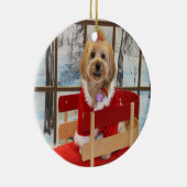 Kerstsjiitische Tzu-Speelgoed-hond op een gevlekte Keramisch Ornament (Rechts)