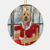 Kerstsjiitische Tzu-Speelgoed-hond op een gevlekte Keramisch Ornament (Links)