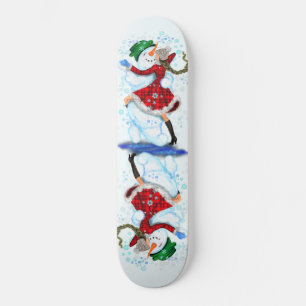 kerstskateboard Gift Snowman and Girl Dance Persoonlijk Skateboard