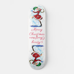 Kerstskateboard Snowman en Girl Dance Persoonlijk Skateboard