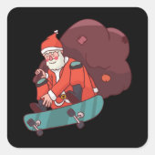 Kerstskateboard Vierkante Sticker (Voorkant)