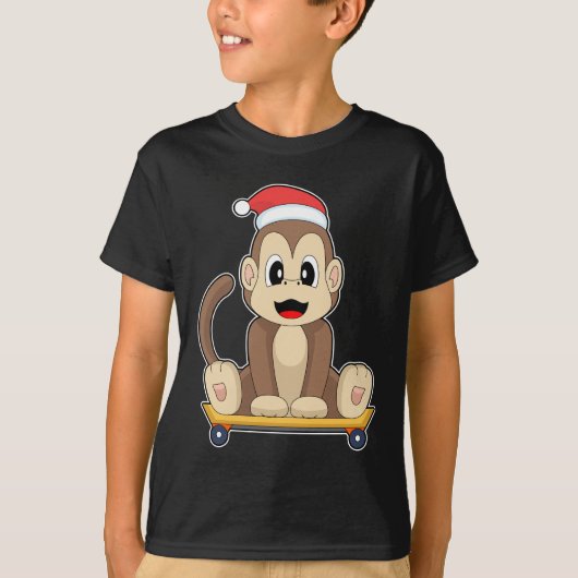 Kerstskateboard voor apen t-shirt (Voorkant)