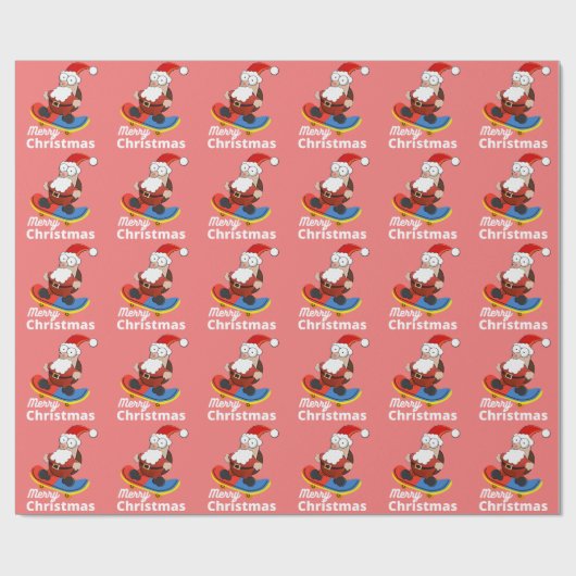 Kerstskateboarden Cadeaupapier (Vlak)