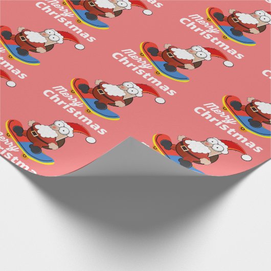 Kerstskateboarden Cadeaupapier (Hoek)