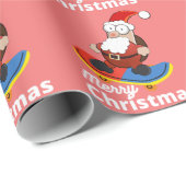 Kerstskateboarden Cadeaupapier (Rol Hoek)