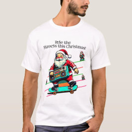 Kerstskater Santa T-shirt Cool Feestelijke Streetw