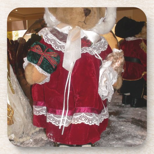Kerstskater Teddy Bear Collectie. Bier Onderzetter (Voorkant)
