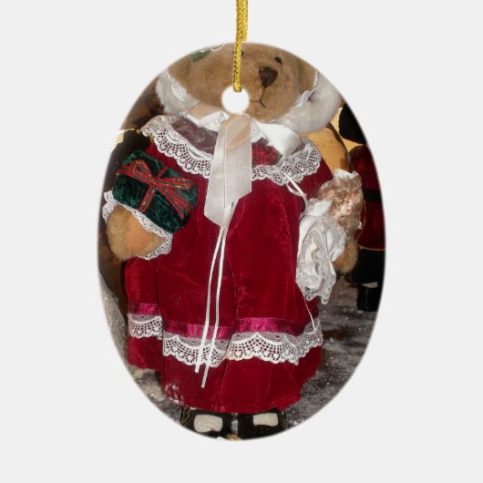 Kerstskater Teddy Bear Collectie. Keramisch Ornament (Voorkant)