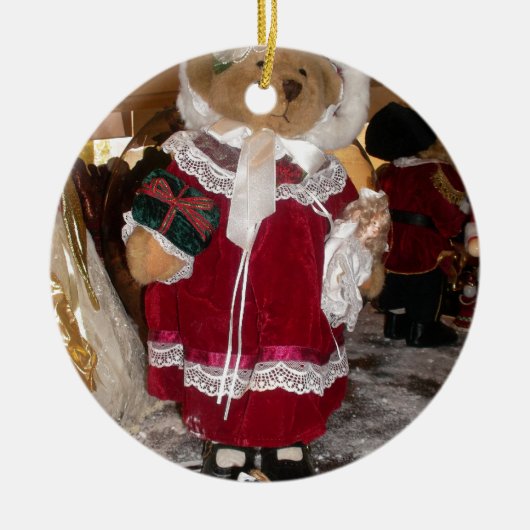 Kerstskater Teddy Bear Collectie. Keramisch Ornament (Voorkant)