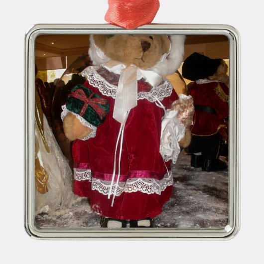 Kerstskater Teddy Bear Collectie. Metalen Ornament (Voorkant)