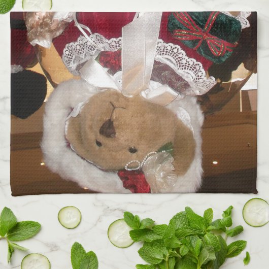 Kerstskater Teddy Bear Collectie. Theedoek (Gevouwen)