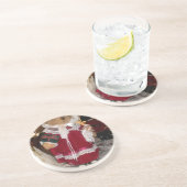 Kerstskater Teddy Bear Collectie. Zandsteen Onderzetter (Zijkant)