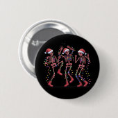 Kerstskelet Dansend Kerstskelet Lichtjes Kerstmis Ronde Button 5,7 Cm (Voorkant /achterkant)