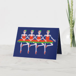kerstskelet dansende ballerinas - kaart