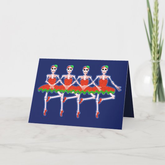 kerstskelet dansende ballerinas - kaart (Voorkant)