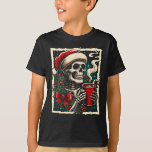 Kerstskelet Heet Chocolademelk Dood van Binnen Gri T-shirt
