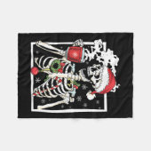 kerstskelet met glimlach Drink schedel Fleece Deken (Voorkant (Horizontaal))