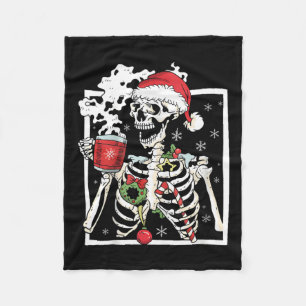 kerstskelet met glimlach Drink schedel Fleece Deken