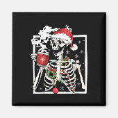 kerstskelet met glimlach Drink schedel Magneet (Voorkant)