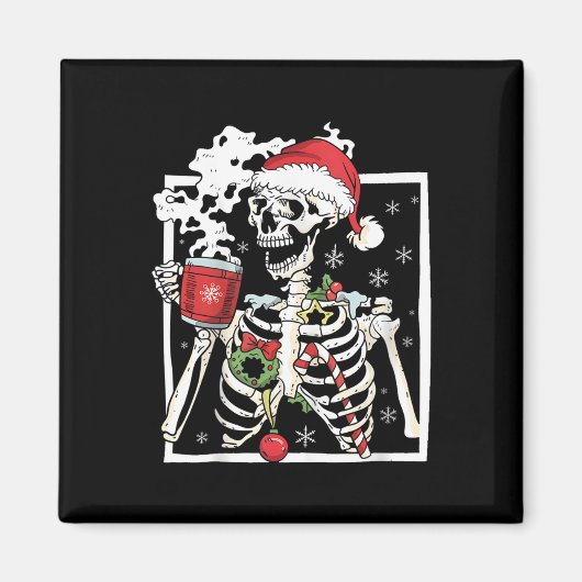 kerstskelet met glimlach Drink schedel Magneet (Voorkant)