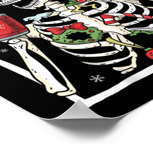 kerstskelet met glimlach Drink schedel Poster (Hoek)