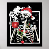 kerstskelet met glimlach Drink schedel Poster (Voorkant)