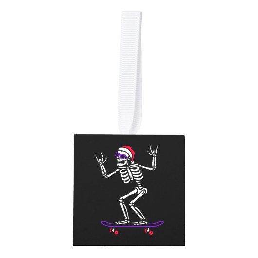 KERSTSKELET OP SKATEBOARD GRAPPIGE KERSTMIS DECORATIE (Voorkant)