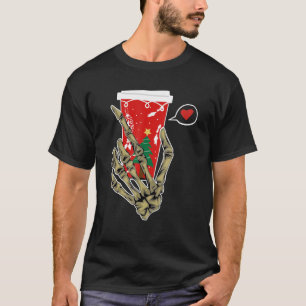 Kerstskeleton Hand Drink koffie Latte Paja T-shirt
