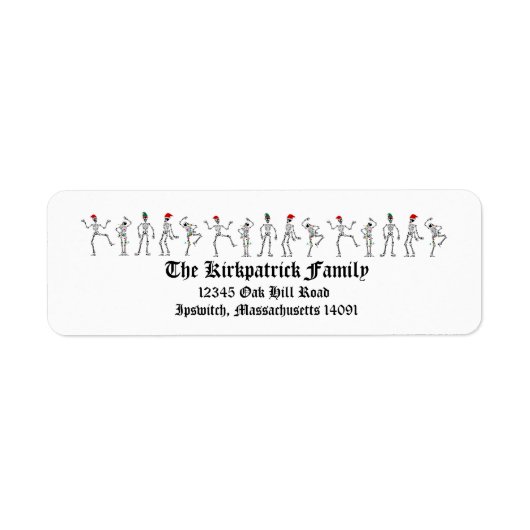 Kerstskeletten dansen etiket (Voorkant)