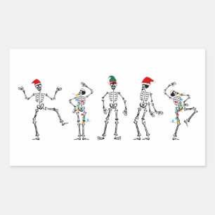 Kerstskeletten dansen rechthoekige sticker