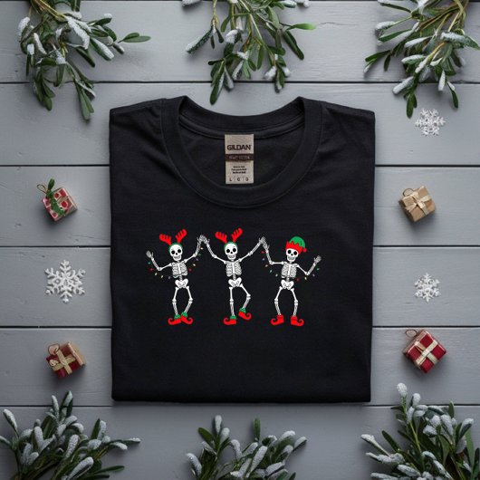 Kerstskeletten dansen t-shirt